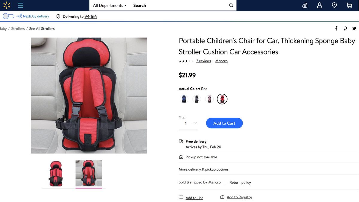 Exclusive: Walmart removes &#039;potentially deadly&#039; baby car seat from sale