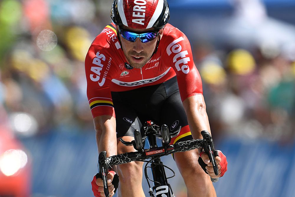 Thomas De Gendt (Lotto Soudal) set the fastest time but was soon eclipsed by Dumoulin