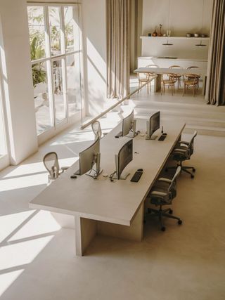 Six N Five work station in a neutral tone interior