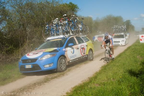 Getting back on after punctures is a headache on the unmade Breton roads.