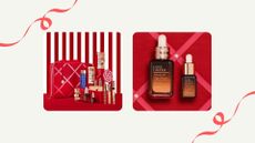 Collage of Estee Lauder blockbuster set and advanced night repair full size and mini