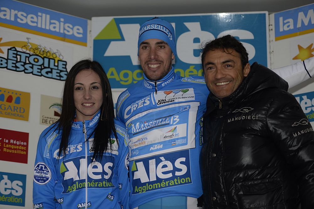 Julien Loubet with Claudio Chiapucchi on the mountains classification podium
