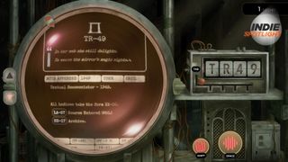 TR-49 screenshot showcasing the archive machine and some text as well as the dial to the side