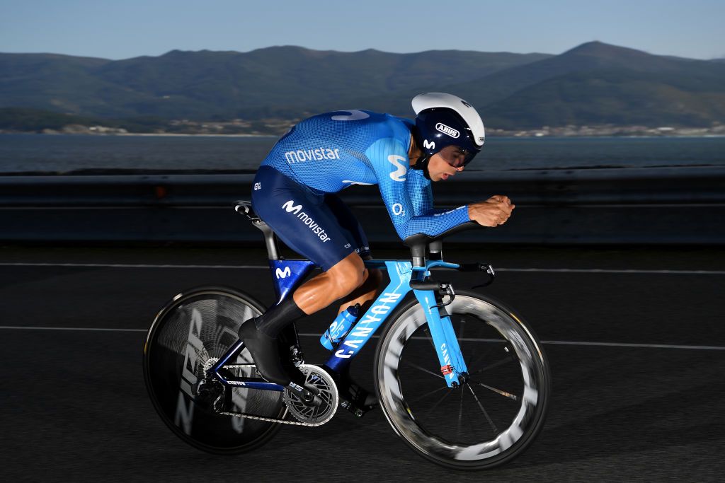 MIRADOR DE ZARO DUMBRA SPAIN NOVEMBER 03 Nelson Oliveira of Portugal and Movistar Team during the 75th Tour of Spain 2020 Stage 13 a 337km Individual Time Trial stage from Muros to Mirador de zaro Dumbra 278m ITT lavuelta LaVuelta20 La Vuelta on November 03 2020 in Mirador de zaro Dumbra Spain Photo by Justin SetterfieldGetty Images