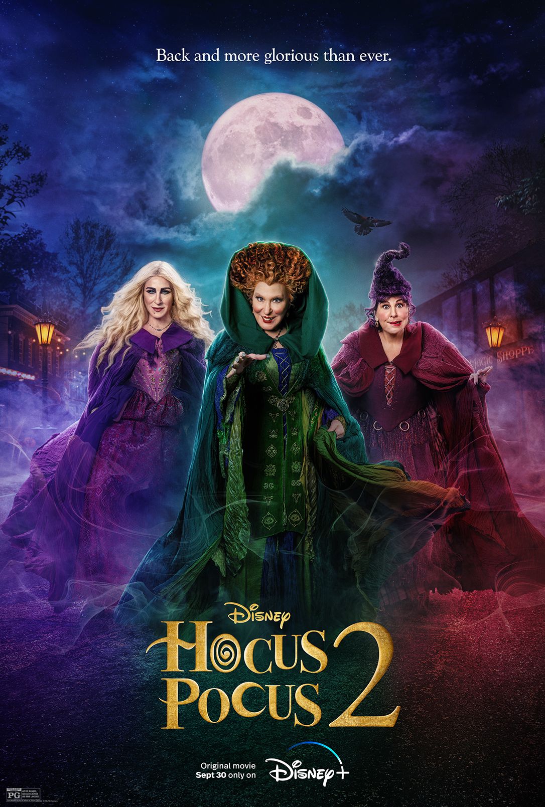 The official poster for Hocus Pocus 2 featuring the Sanderson Sisters