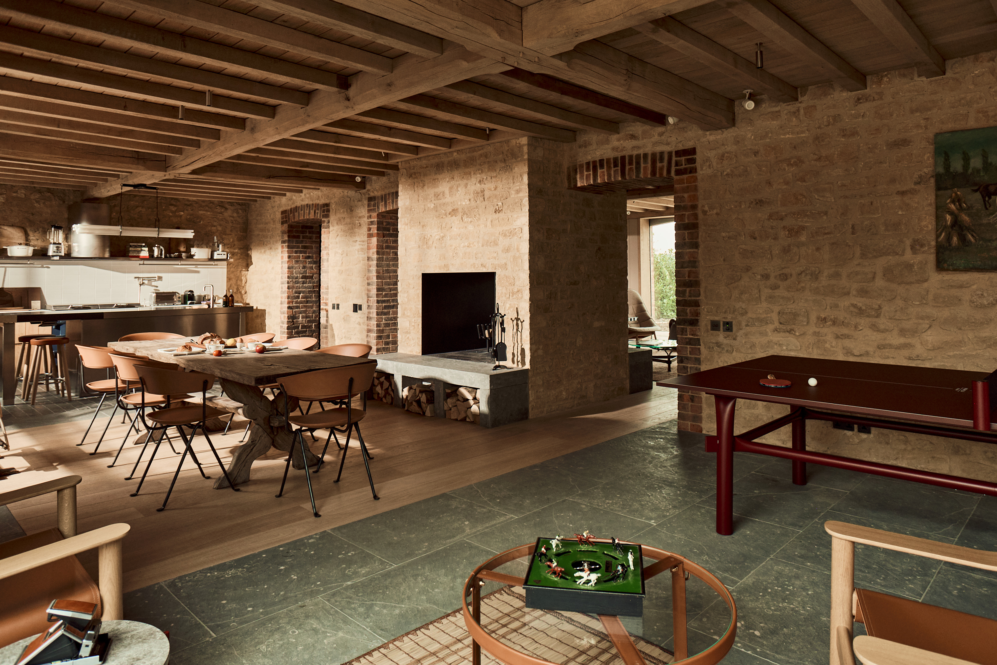 view of a bucolic british country house with a rustic interior