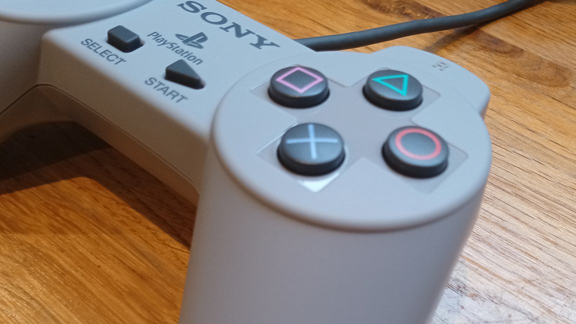 A close up of the PlayStation Classic Controller's buttons