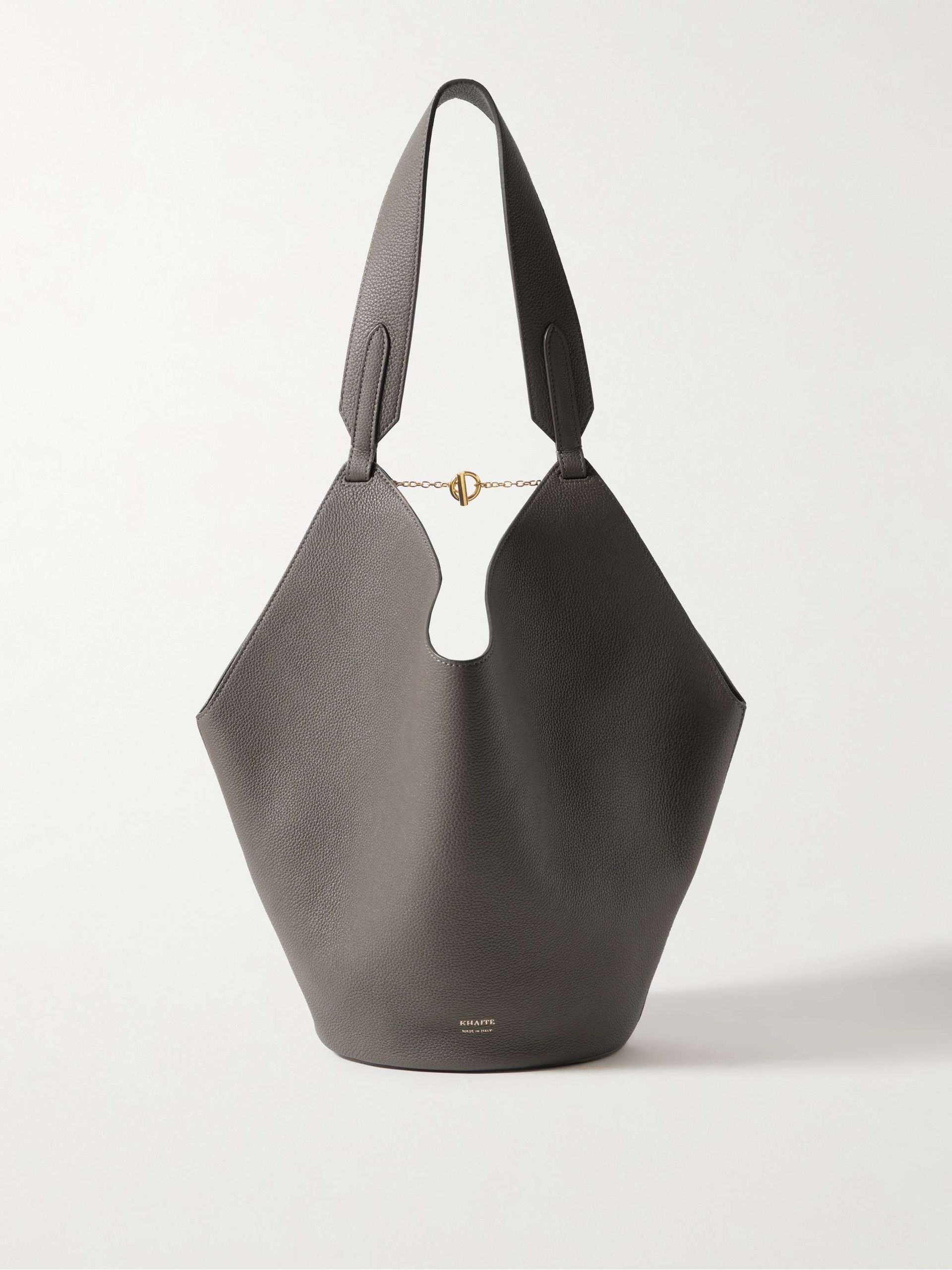 Lotus Small Textured-Leather Tote