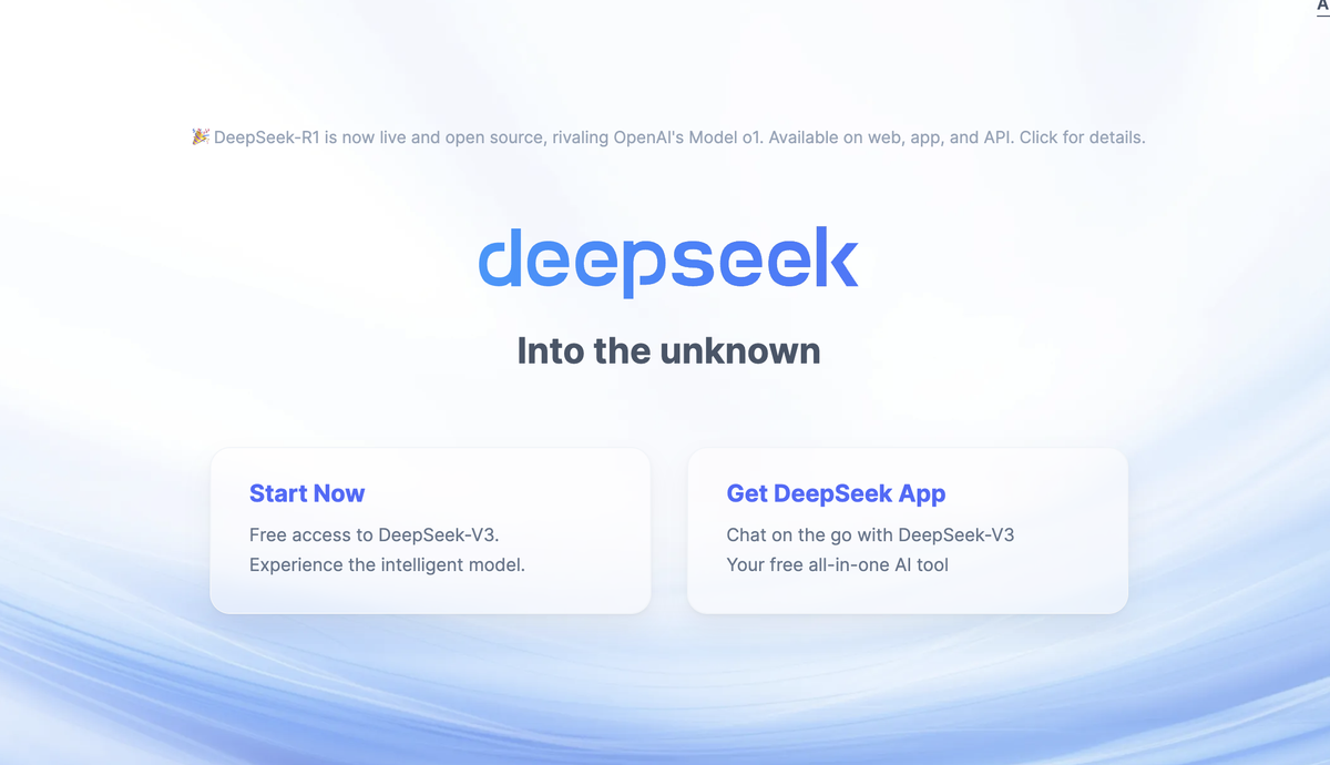 A screenshot from DeepSeek&#039;s homepage.