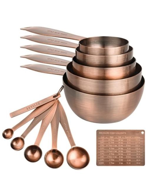 Copper Measuring Cups and Spoons Set