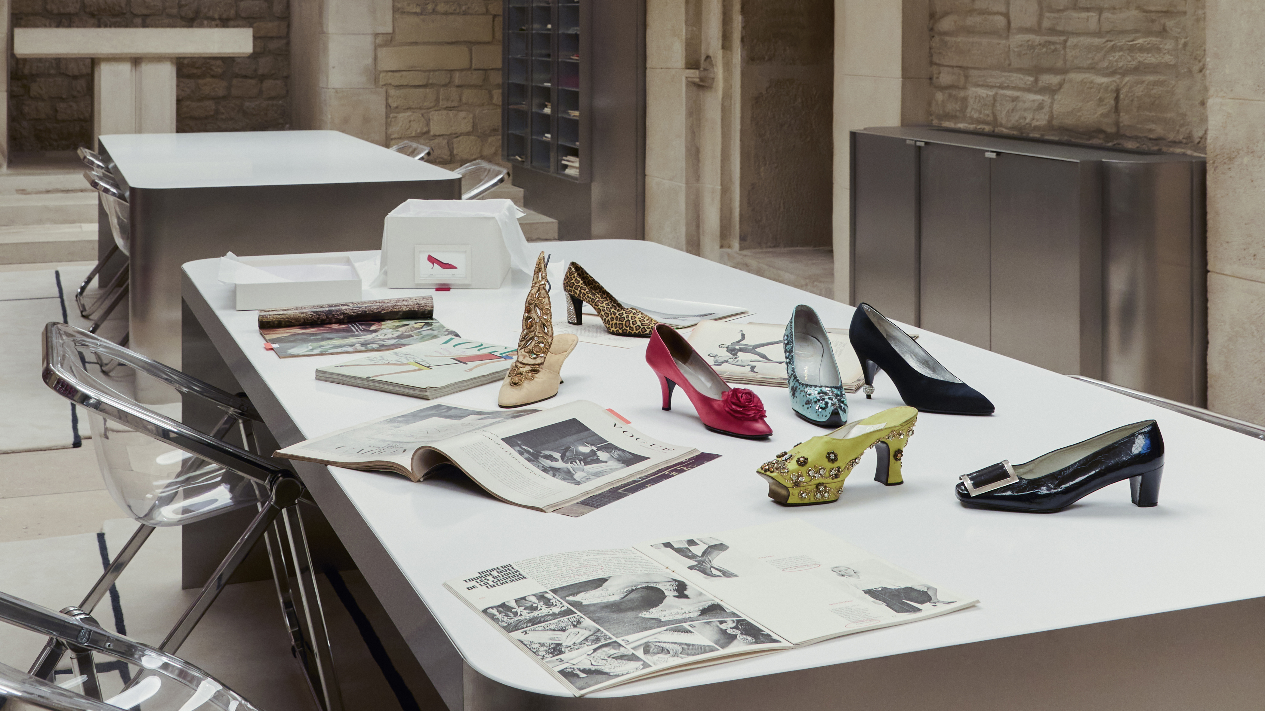 shoes in the roger vivier archive in paris