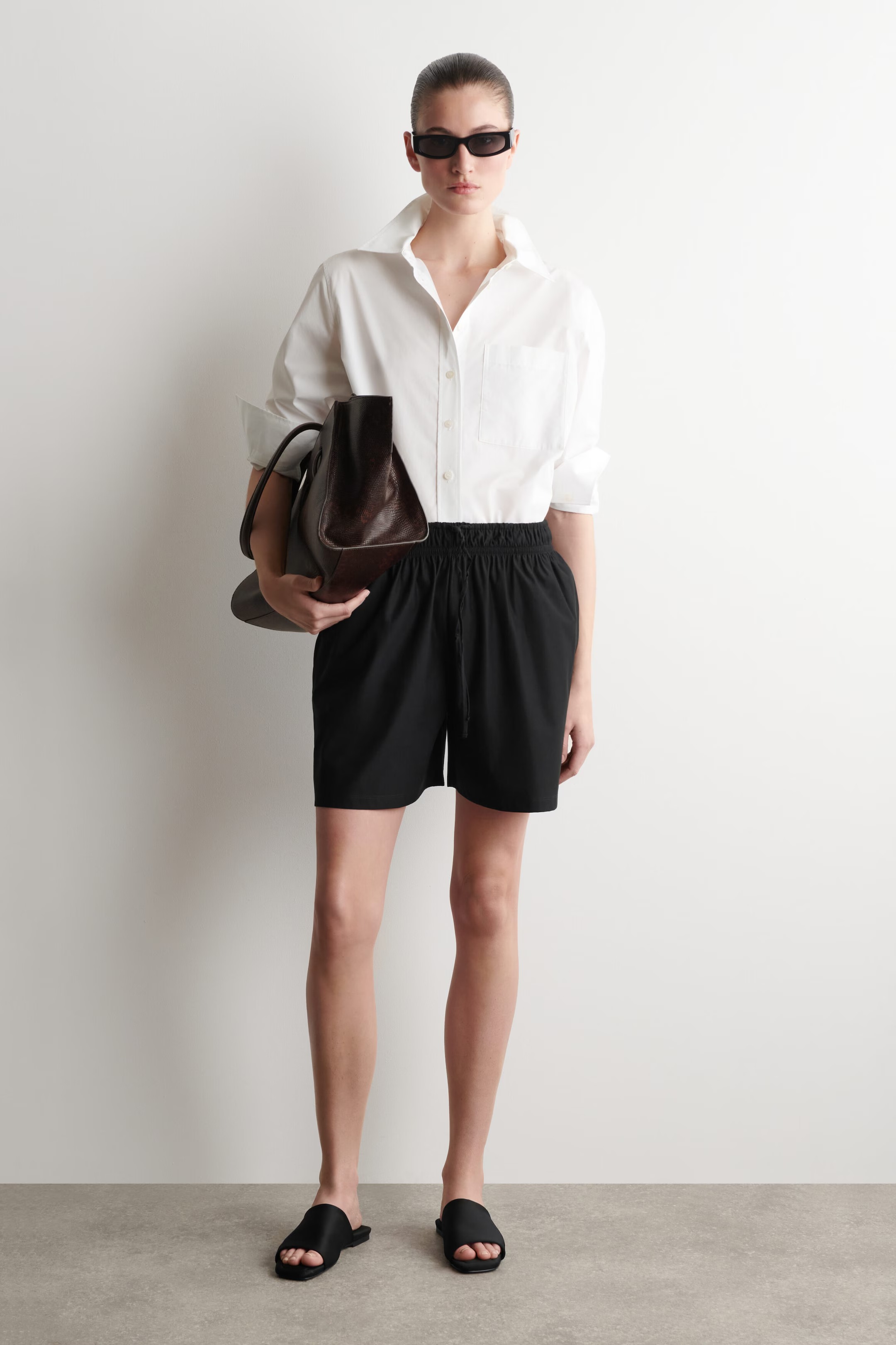 COS, Ruched-Waist Shorts