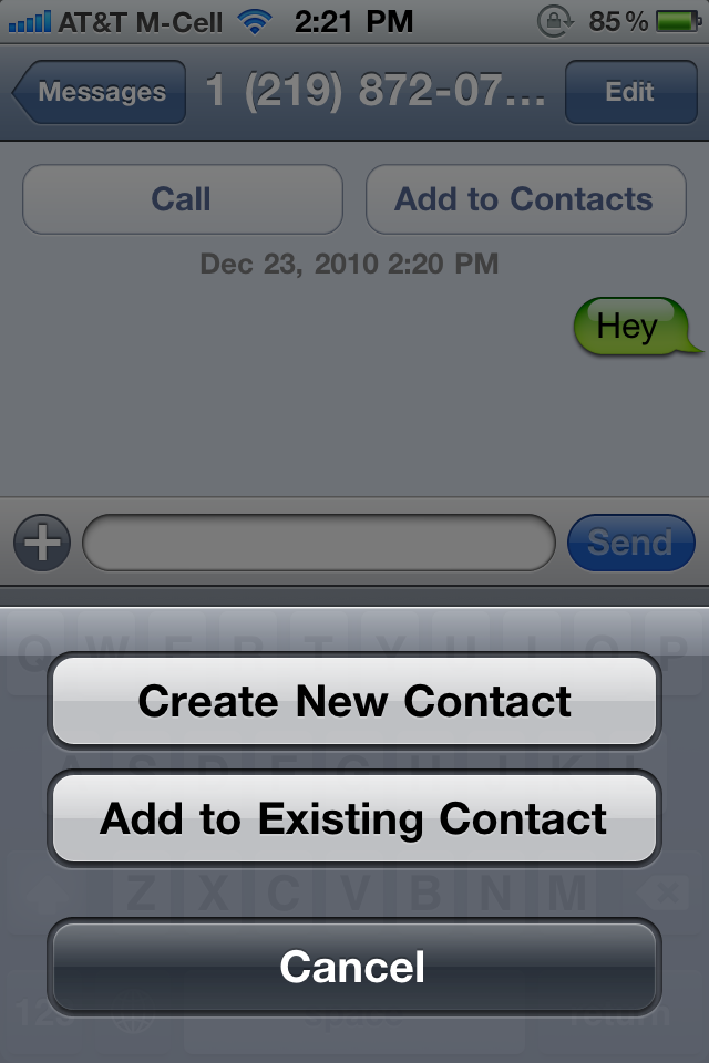 Exists contact. Тема New mms. Скриншоты с айфона 3gs. Iphone send 1. Add to existing contact.