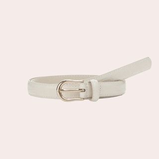 flat lay image of white belt