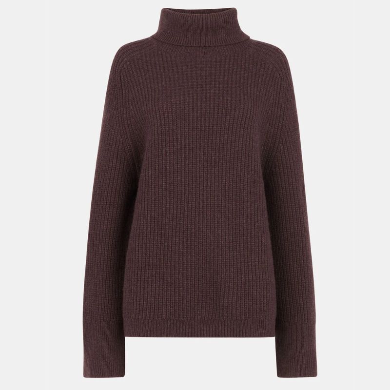 brown turtleneck knit jumper from Whistles