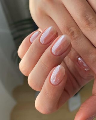 Glass nails on round nails