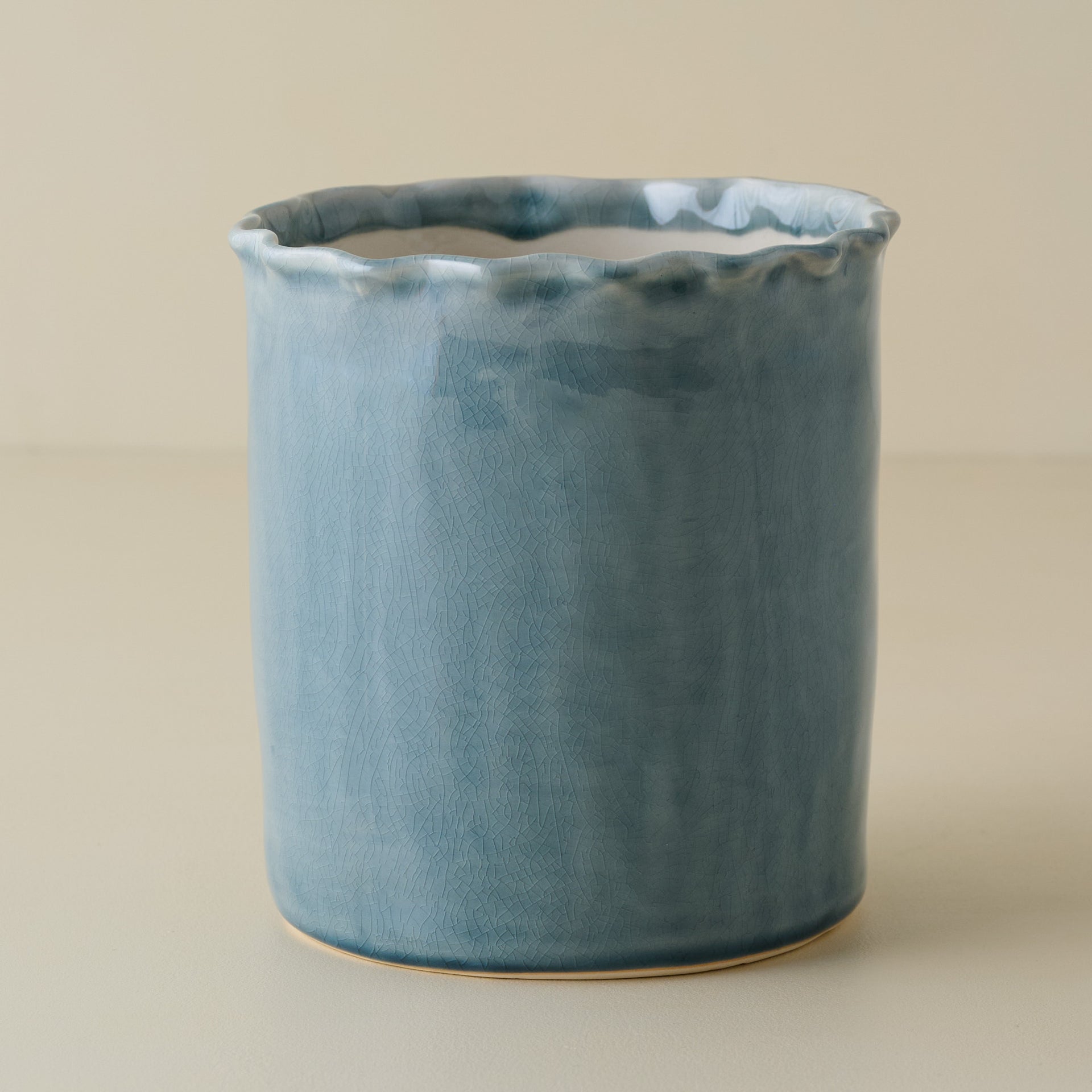Blue Scalloped Utensil Crock