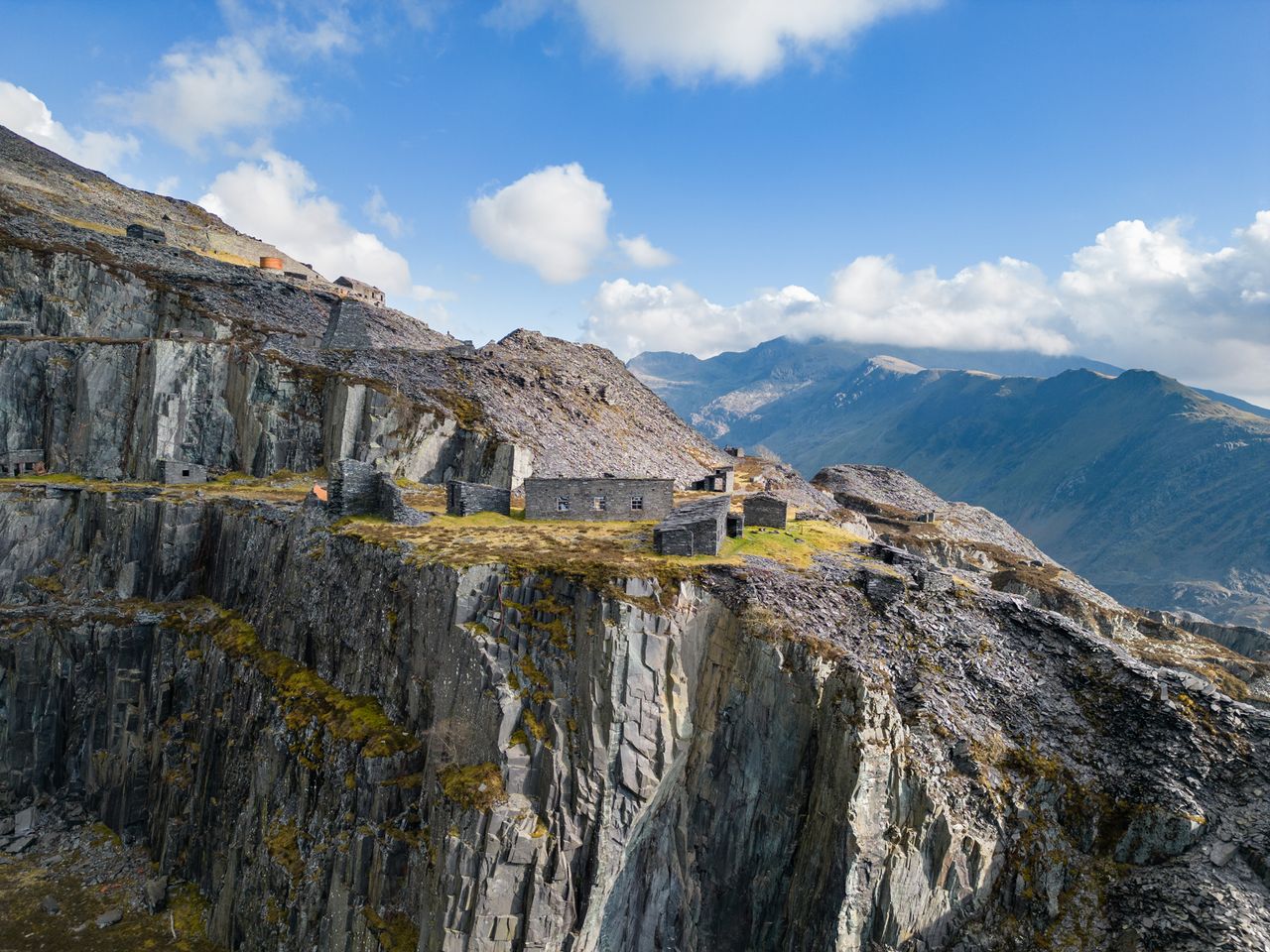 A mountain landscape photographed from a drone