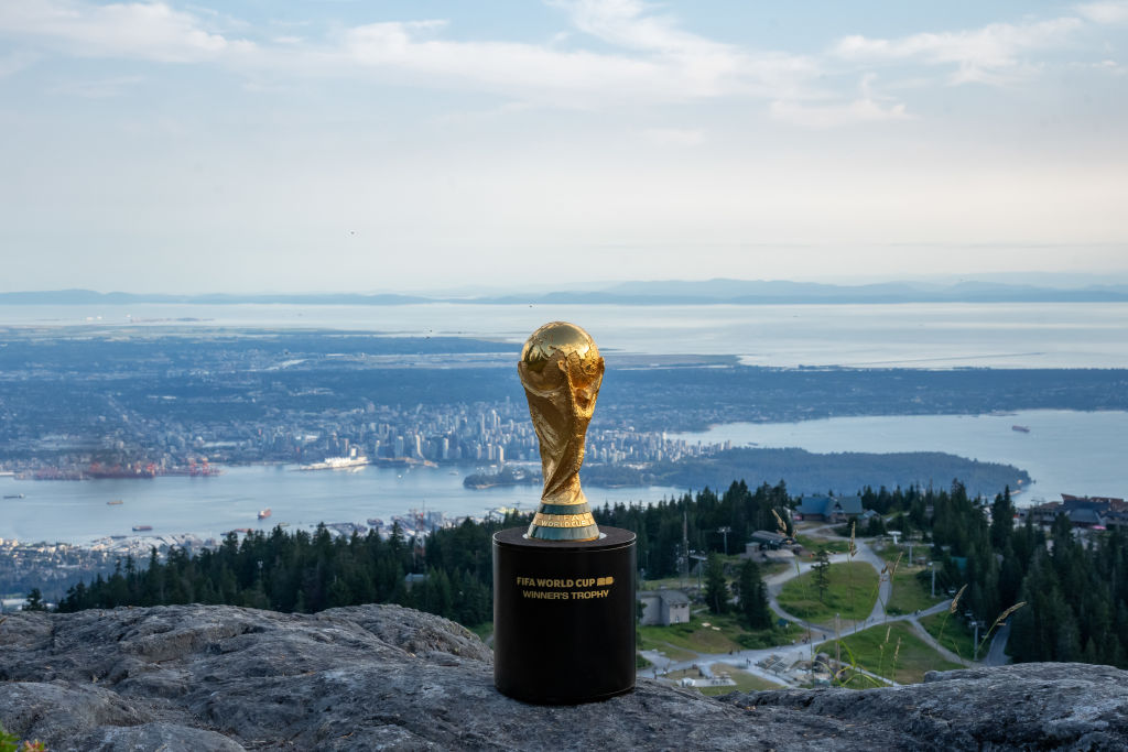 FIFA World Cup Trophy is displayed at Grouse Mountain on July 26, 2024 in Vancouver, Canada.