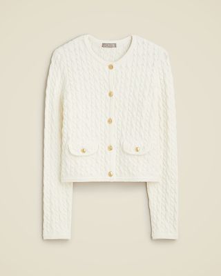 Odette Cable-Knit Sweater Lady Jacket in Cotton-Blend Bouclé