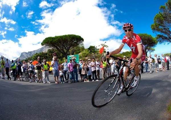 Christoph Sauser road races at the Giro del Capo in South Africa.