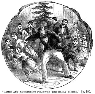Victorian etching of parlour games