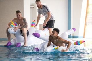 The Englands men's team horsing around at last year's FIFA World Cup