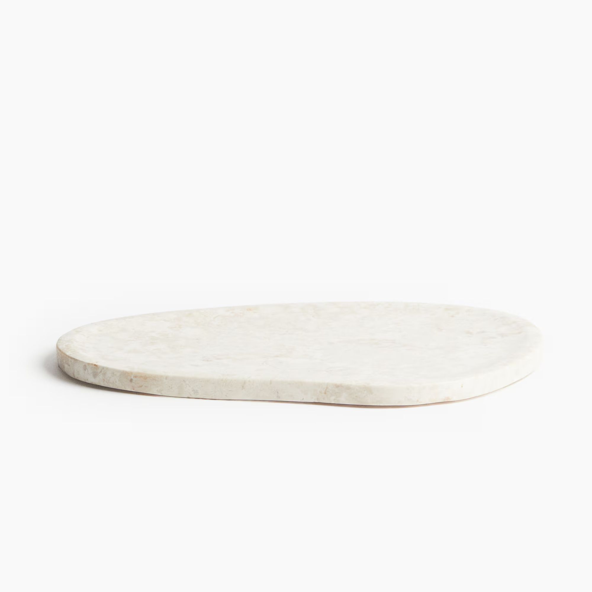 Cream marble tray with curved edges