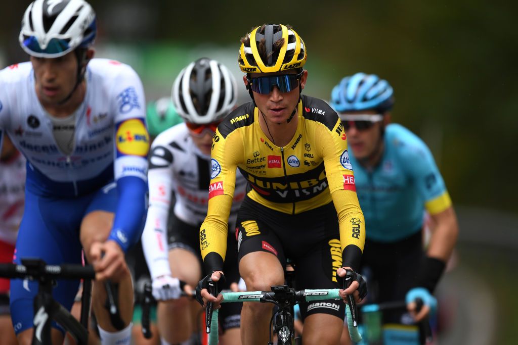 VILLANUEVA DE VALDEGOVIA SPAIN OCTOBER 27 Sepp Kuss of The United States and Team Jumbo Visma Breakaway during the 75th Tour of Spain 2020 Stage 7 a 1597km from VitoriaGasteiz to Villanueva de Valdegovia lavuelta LaVuelta20 La Vuelta on October 27 2020 in Villanueva de Valdegovia Spain Photo by David RamosGetty Images
