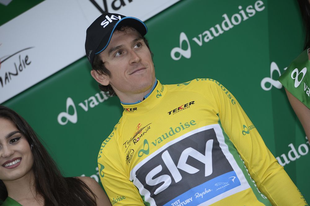 Geraint Thomas in yellow.