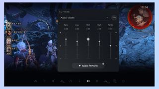 A screenshot showing the settings for the PlayStation Pulse Explore wireless earbuds on a PS5