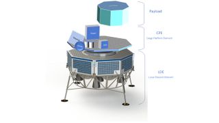 diagram of a moon lander against a white background