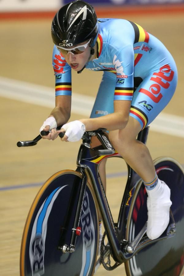 Jessie Daams (Belgium) in qualifying for the women's individual 3,000m pursuit
