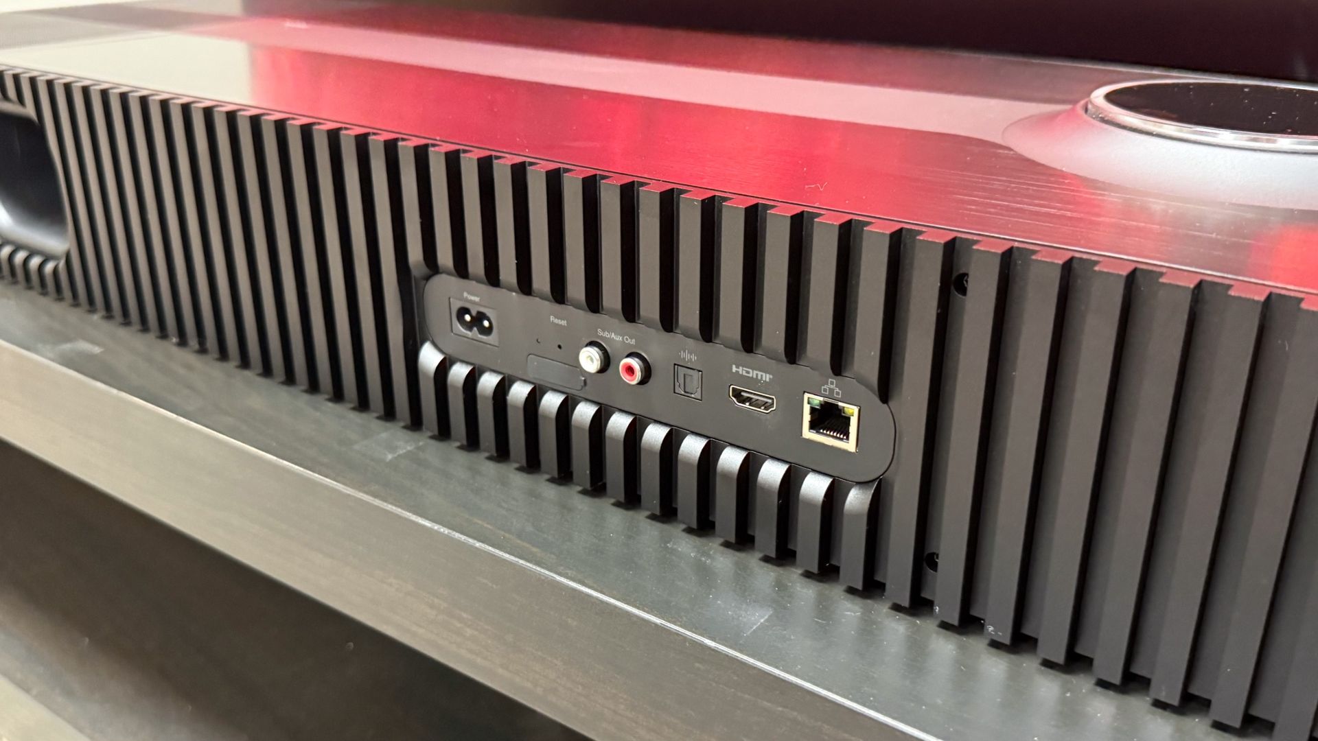 Focal Mu-so Hekla review: a potent, super-immersive wireless speaker in a sleek soundbar's clothing 4 A closeup of the ports on the rear of the Focal Mu-so Hekla.
