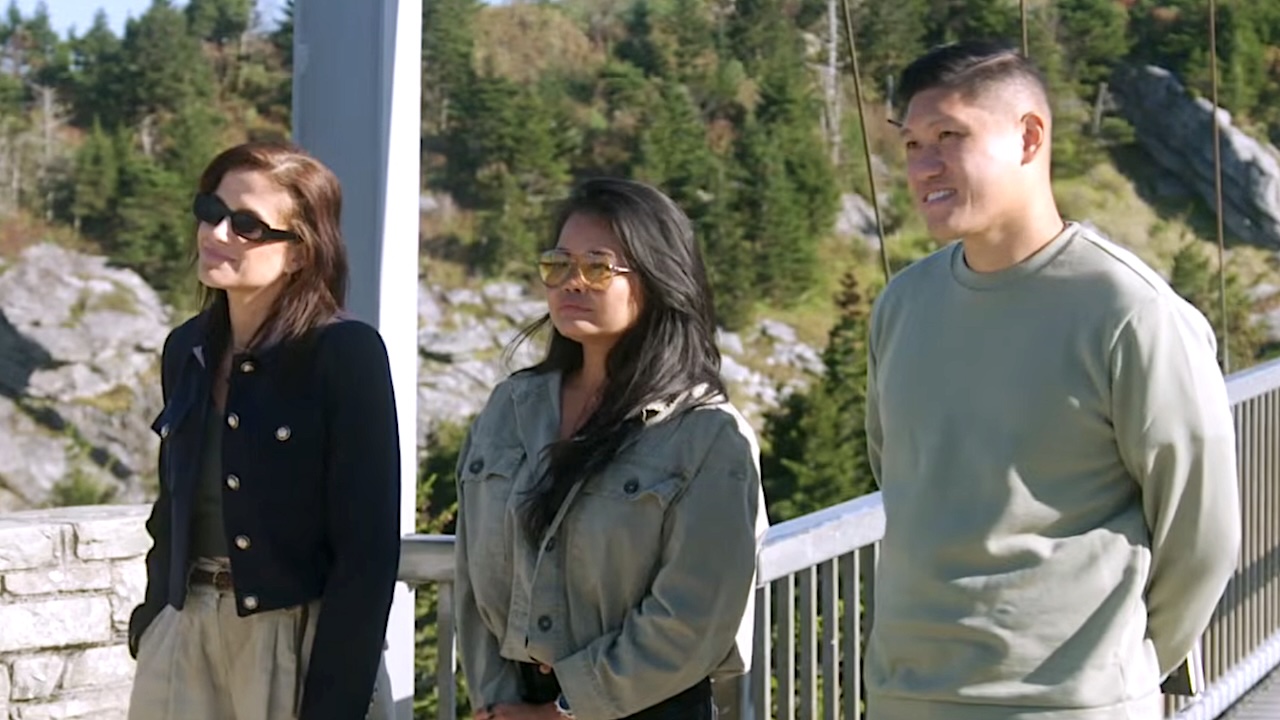 Serry, Rhoda and Laurence standing outside at the end of a bridge in Top Chef Season 23 finale