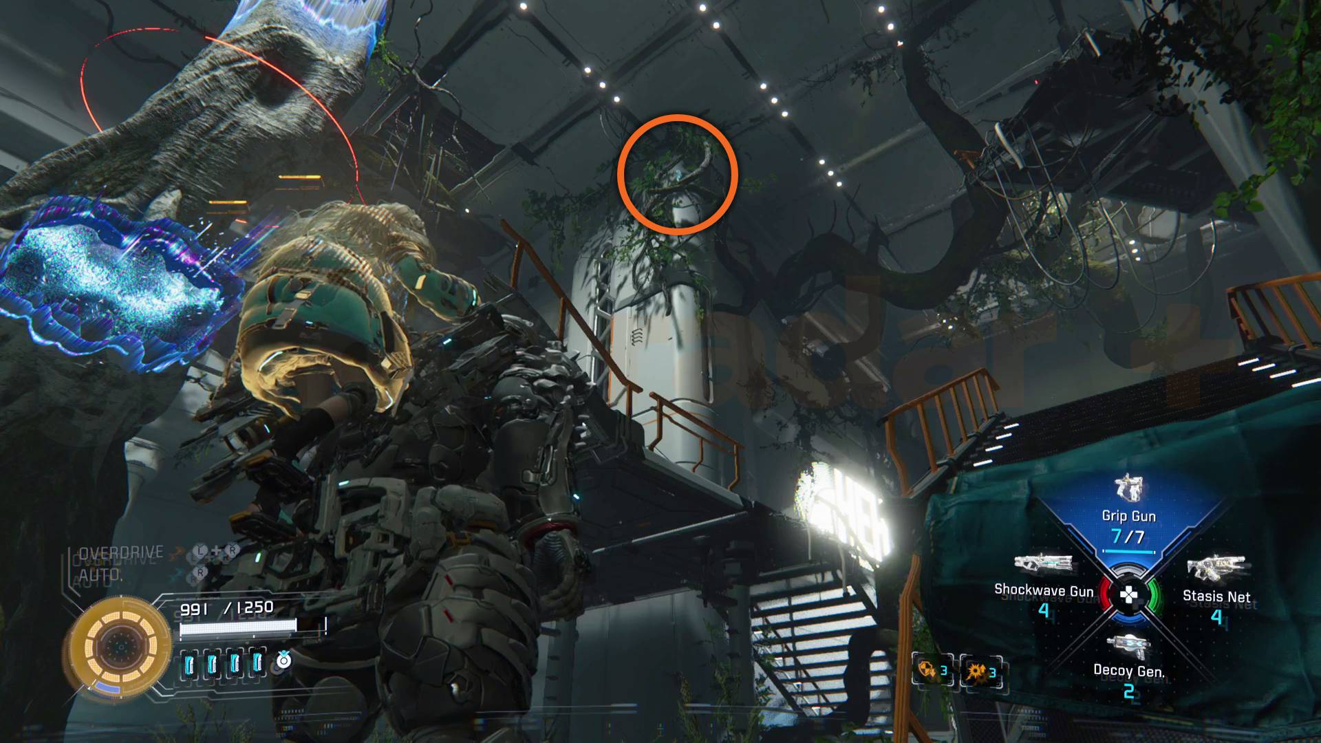 Pragmata Mini Cabin in Terra Dome Eco Modeling Lab on top of tree branch