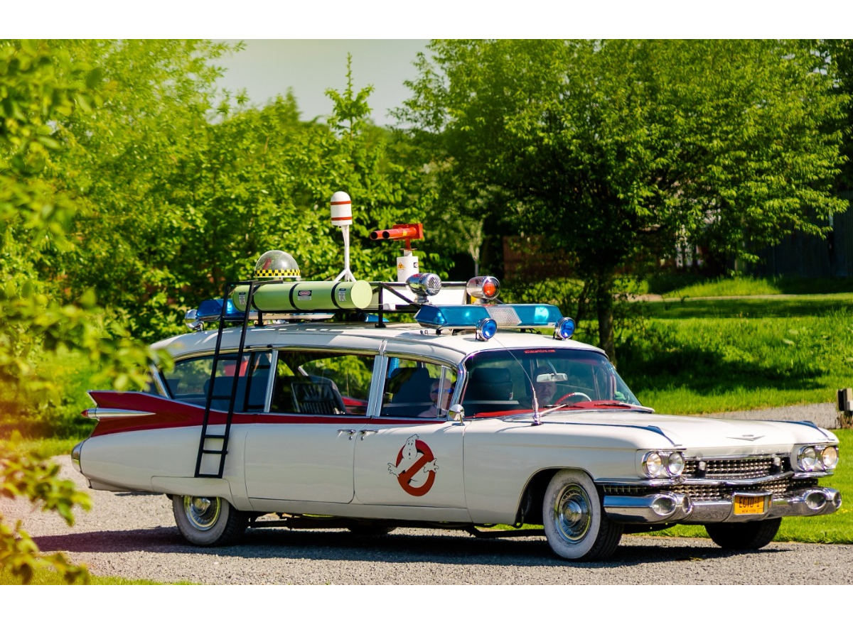 Images of the Ghostbusters car. It looks like the Ghostbusters car, but also it's parked outside of your parents house for some reason