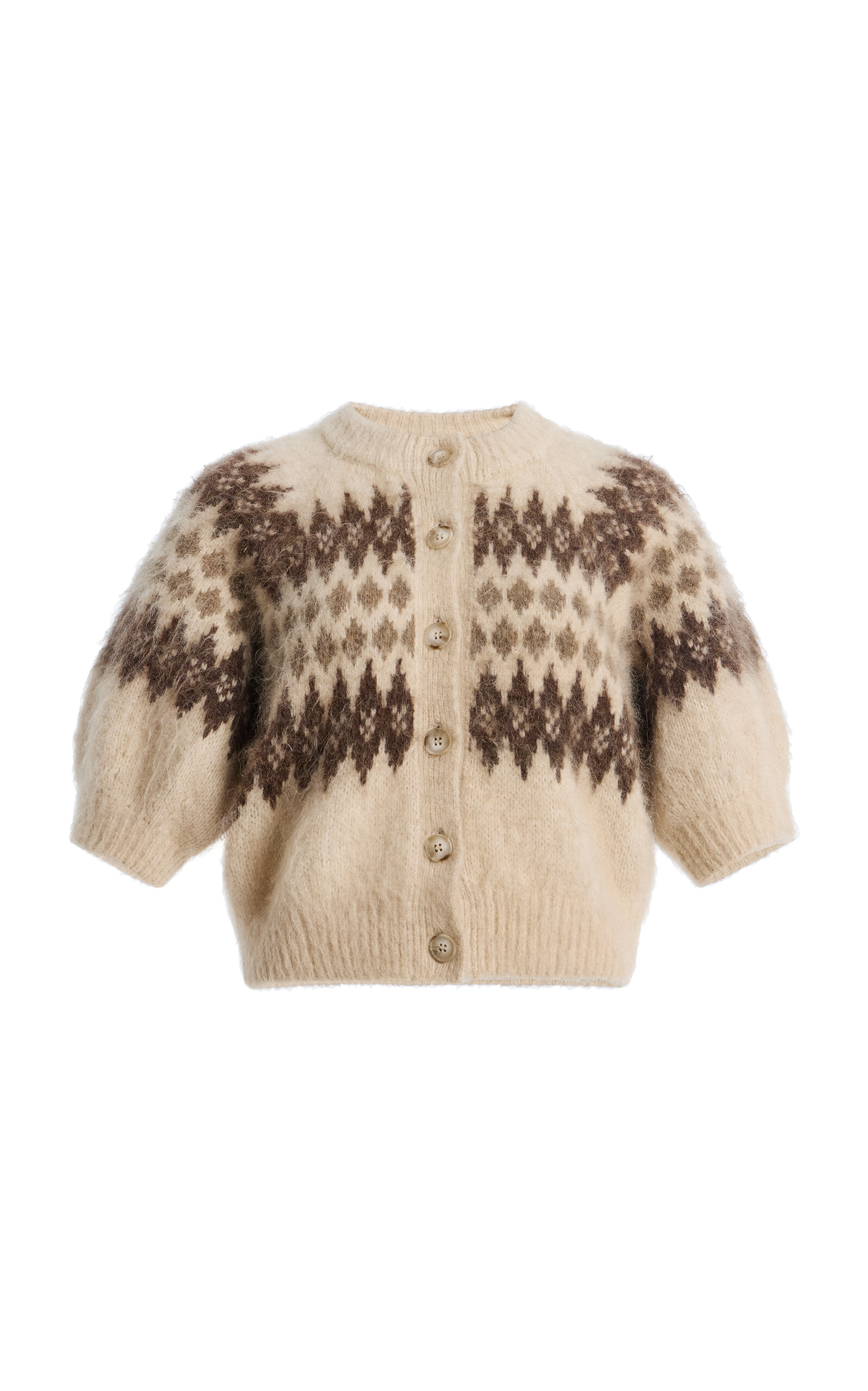 Molly Puff-Sleeve Fair Isle Knit Cardigan