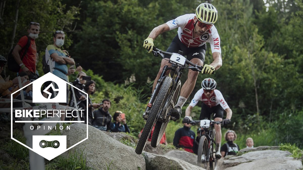 Nino Schurter on his way to winning the 2021 UCI MTB World Championship