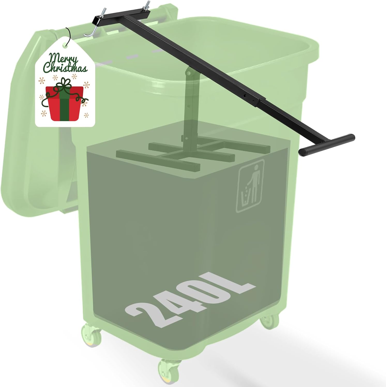 Newtry Manual Rubbish Press Waste Compactor With Adjustable Handle for Space-Saving in 120-240l Wheelie Bin Trash Can,steel