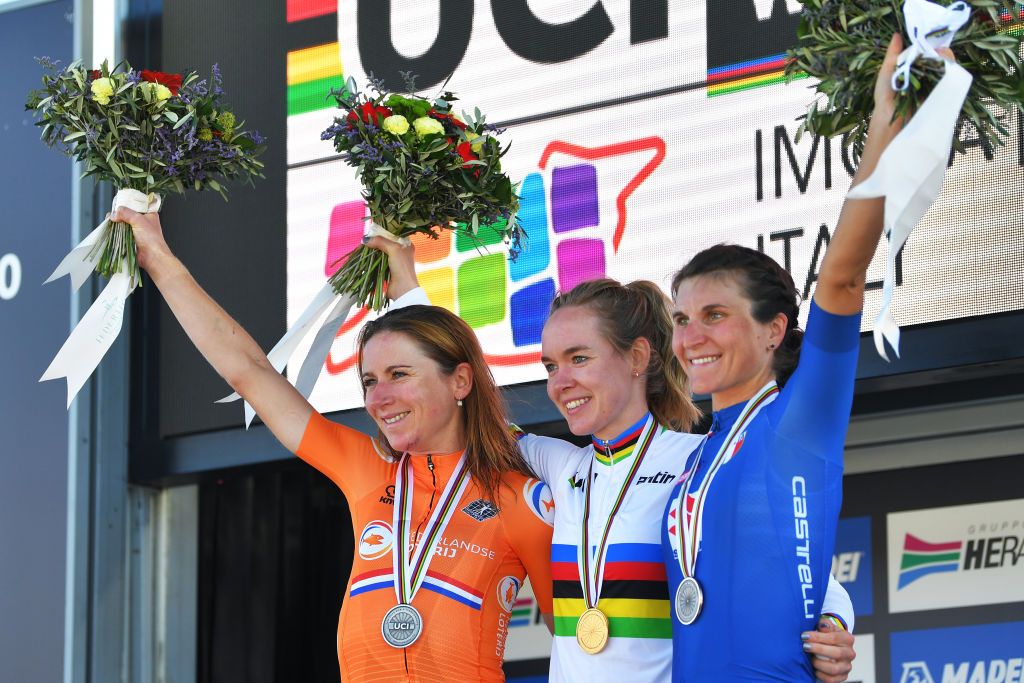 The podium at the road race World Championships