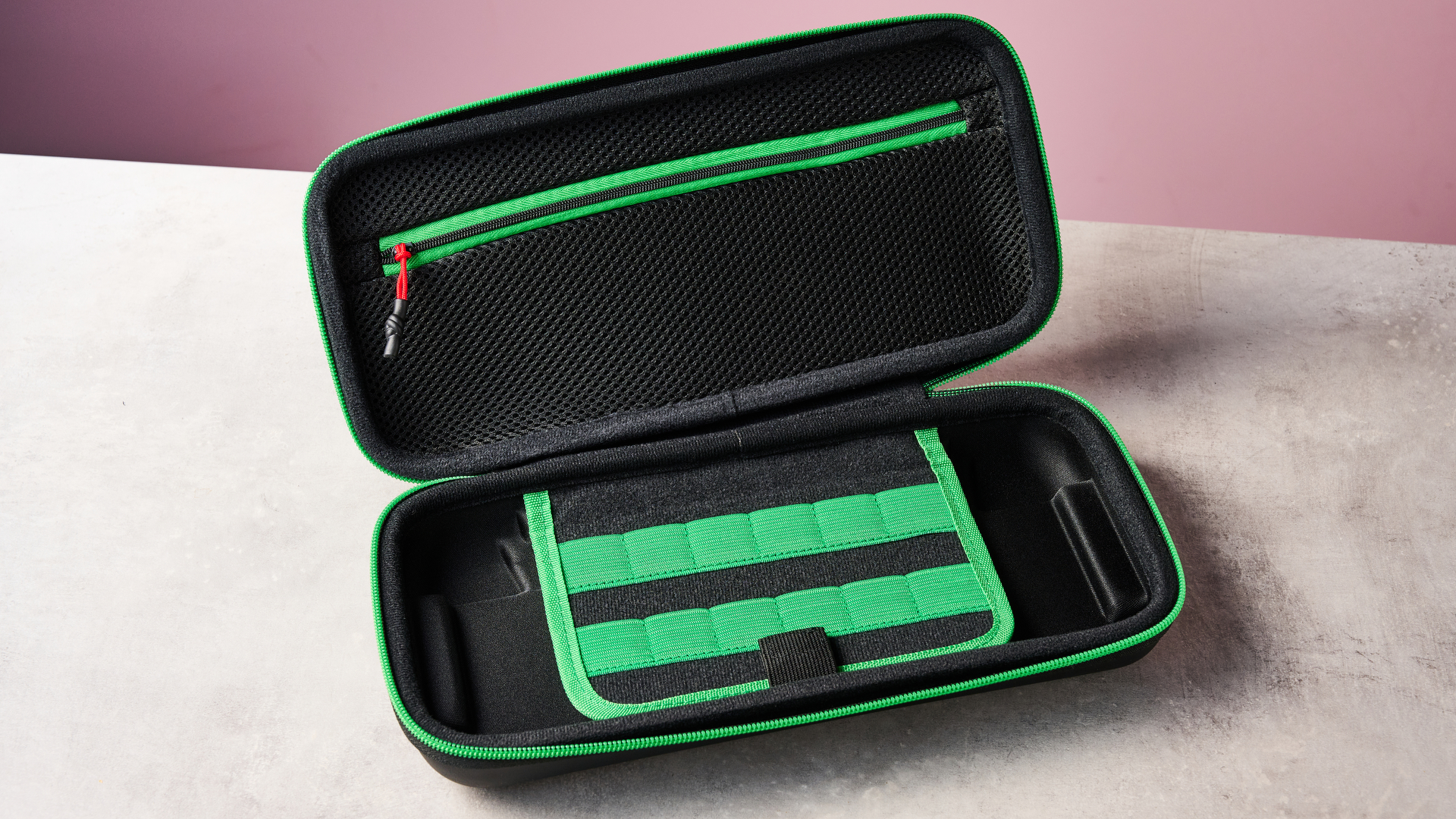 Middle compartment on the Turtle Beach PlayTrek Travel Case for Nintendo Switch 2