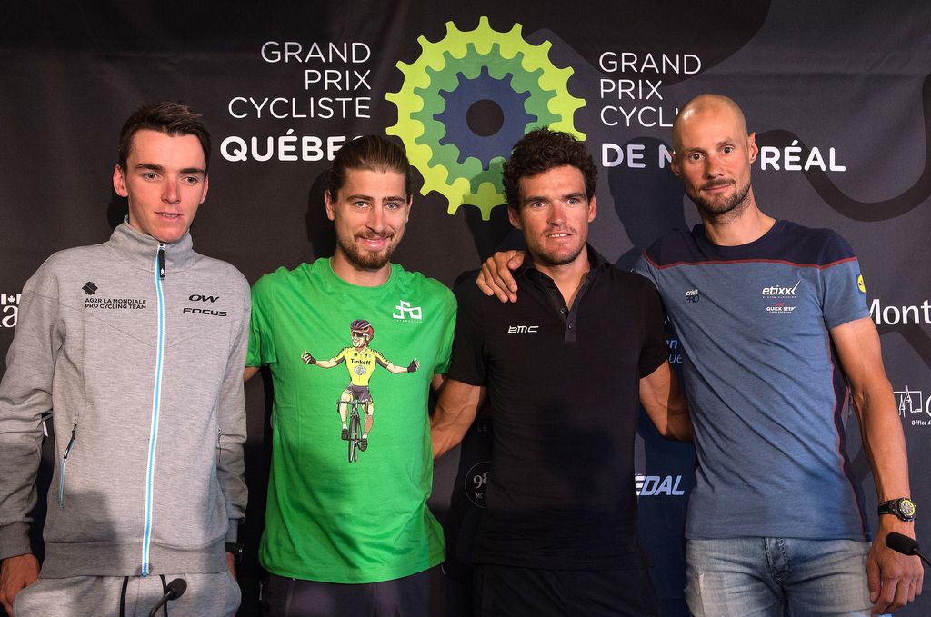 Peter Sagan with Romain Bardet, Greg Van Avermaet and Tom Boonen