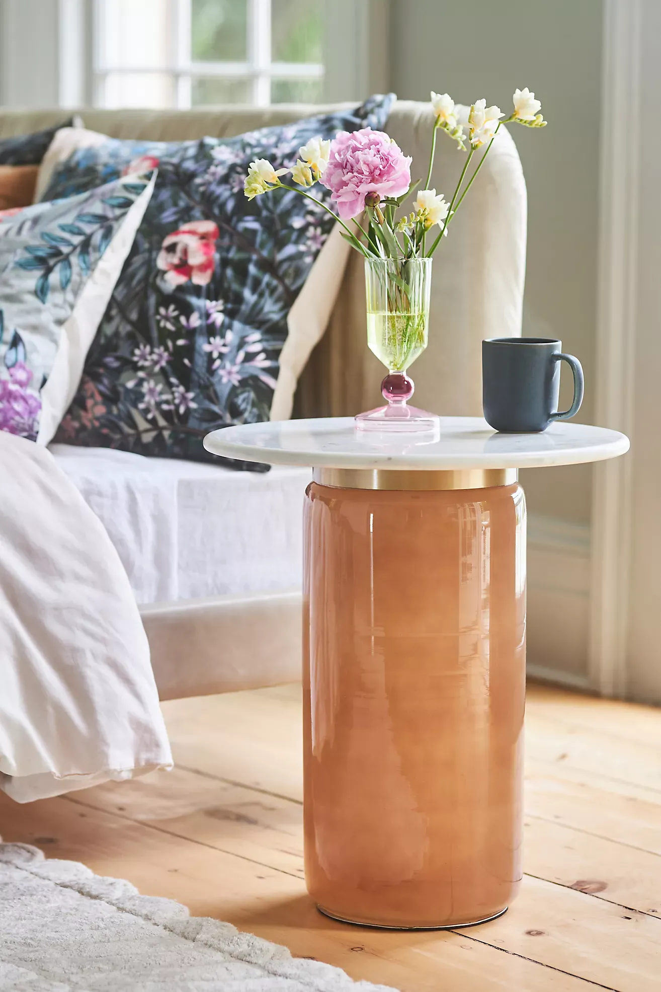 Infinity Marble-Top Glass Side Table
