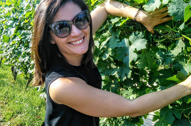 Gaia Gaja in the vineyards.