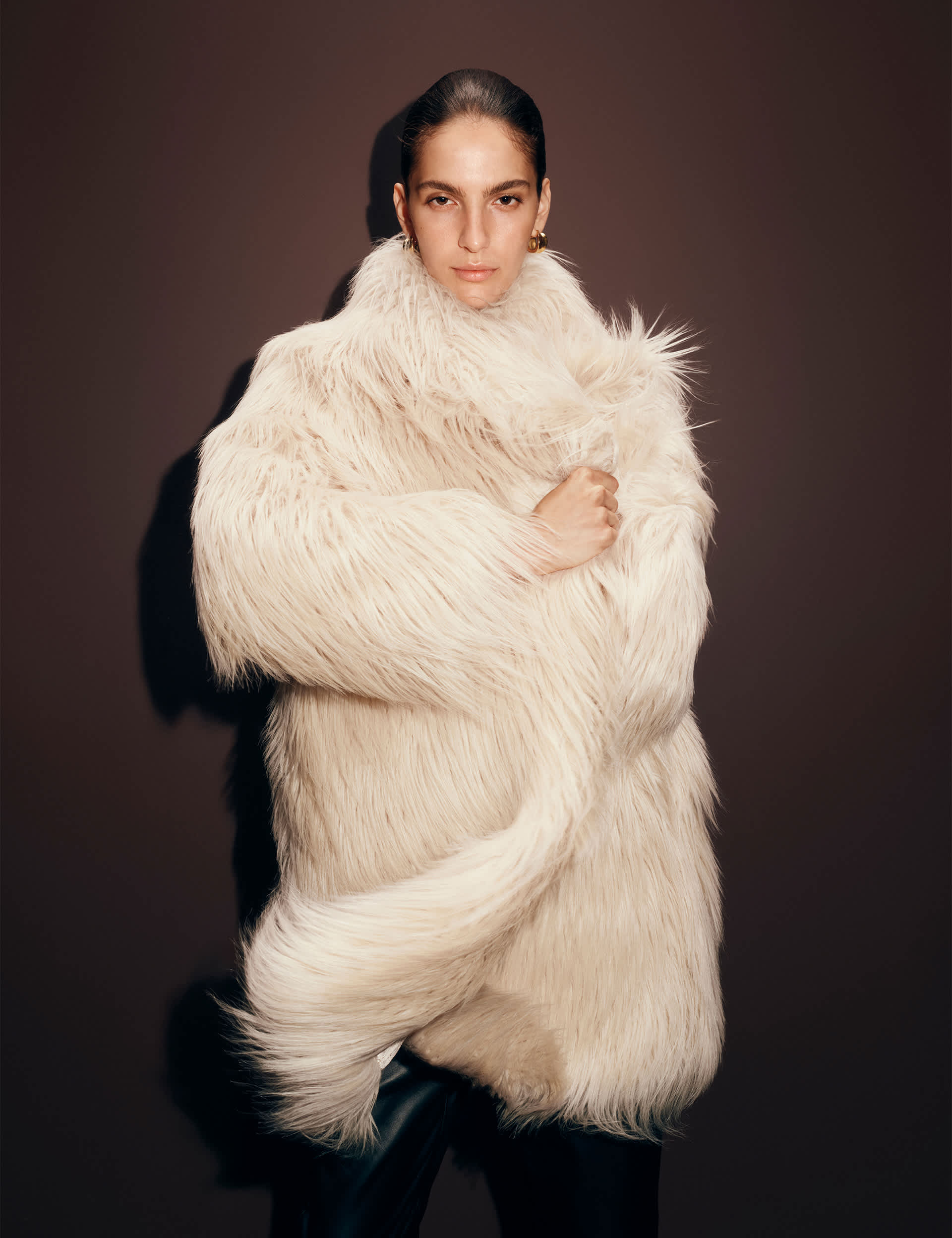 Faux Fur Collared Longline Coat