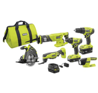 RYOBI ONE+ 18V Lithium-Ion Cordless 6-Tool Combo Kit: