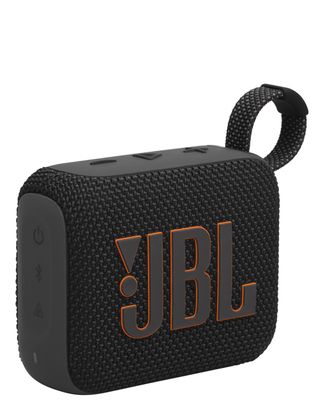 JBL Go 4 speaker in black on white background.