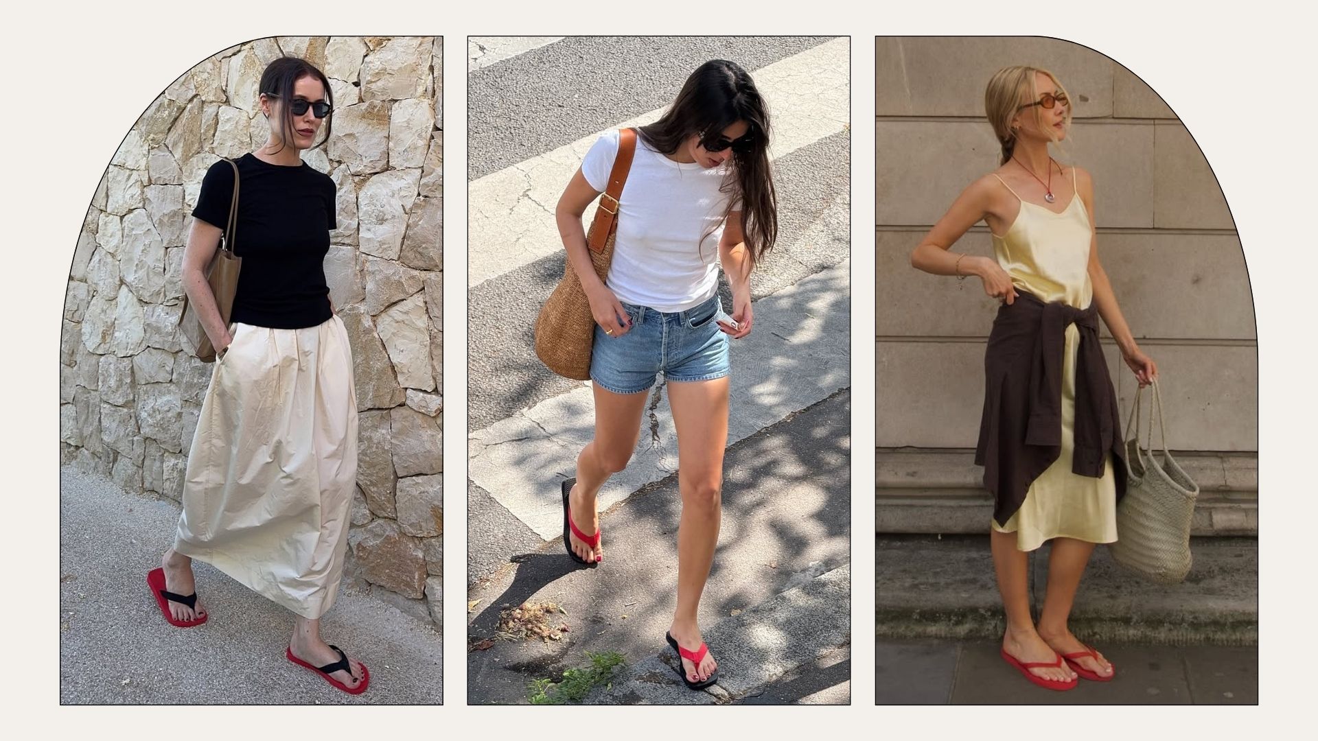 Red sandal outfits