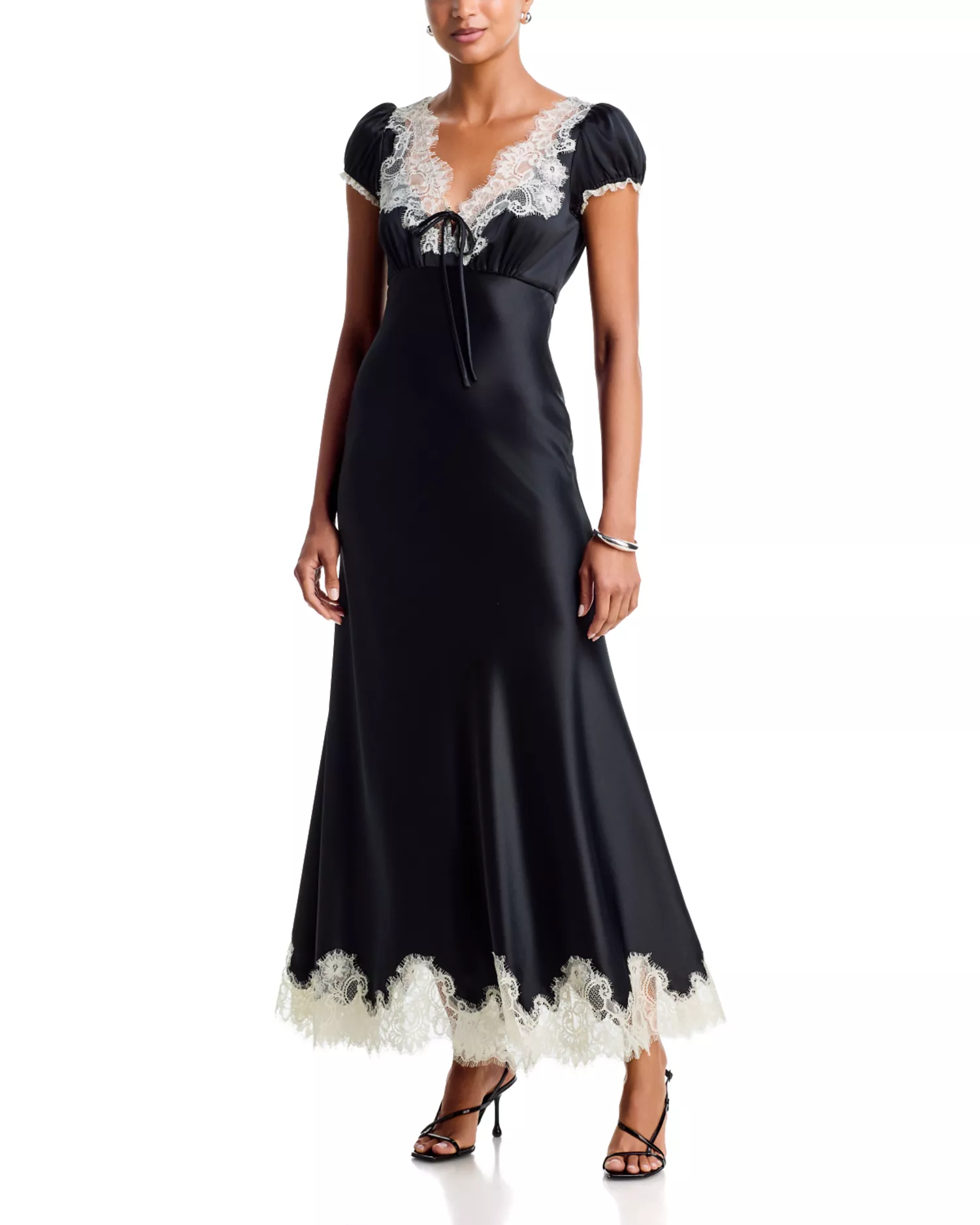 Cinq &amp;agrave; Sept, Sienne Lace Trim Satin Maxi Dress